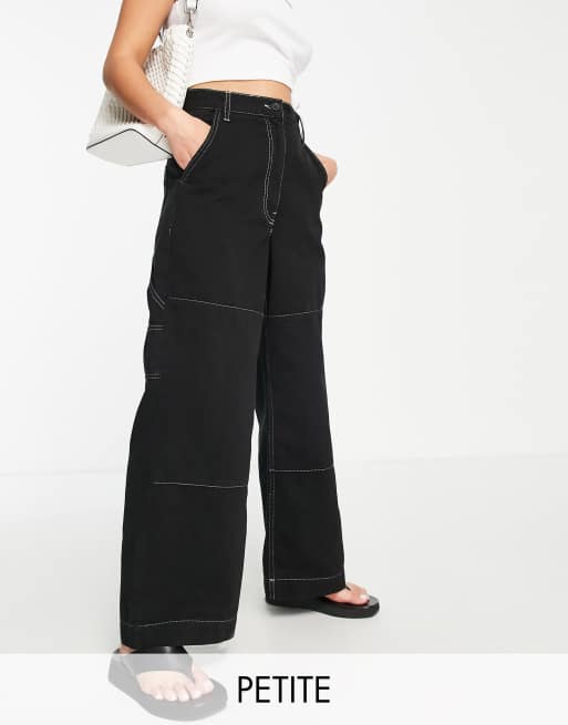 Topshop Petite Pantalon de travail cargo droit taille haute