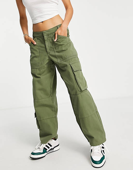 Inspired Pantaloni cargo anni 00 in nylon color pietra a vita bassa Asos Donna Abbigliamento Pantaloni e jeans Pantaloni Pantaloni a vita bassa 