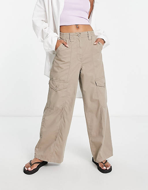 Pantaloni a fondo ampio color tortora in coordinato Asos Donna Abbigliamento Pantaloni e jeans Pantaloni Leggings & Treggings 