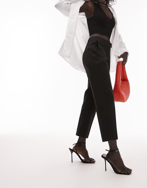 Topshop Petite - Pantaloni sartoriali slim a sigaretta neri