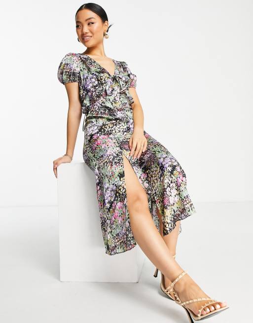 Topshop Petite pastel large floral midi dress in multi, 3 of 4