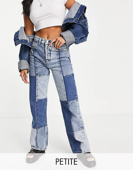Jeans Topshop Petite patchwork 90s Straight jeans 