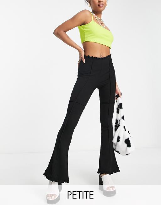 Topshop flared ribbed pants in black