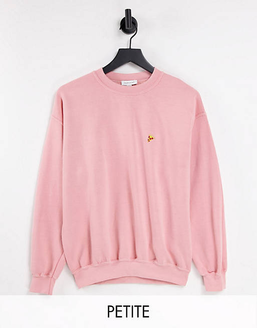 Topshop Petite pizza sweatshirt in pink
