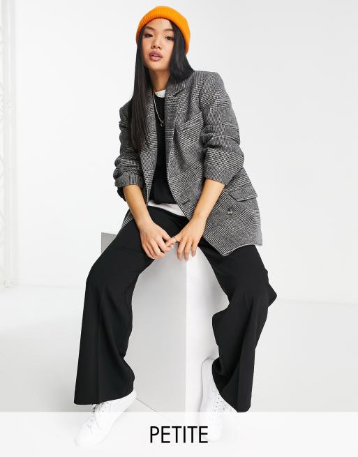 Topshop Petite plaid blazer coat in mono