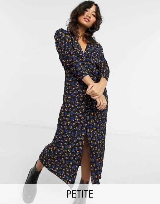 Topshop black sale floral midi dress