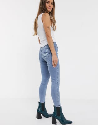 topshop petite mom jeans in bleach wash