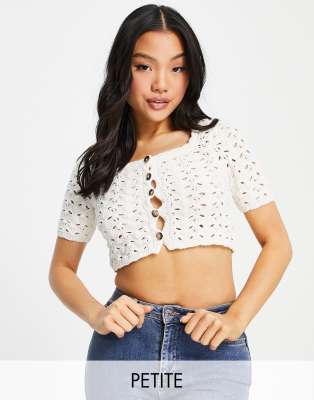 Topshop Petite pointelle cardigan in ivory - ASOS Price Checker