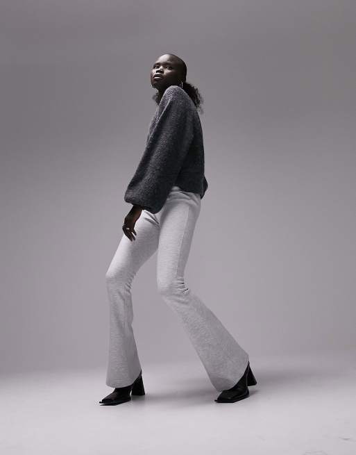 Topshop Petite premium clean jersey flares in grey