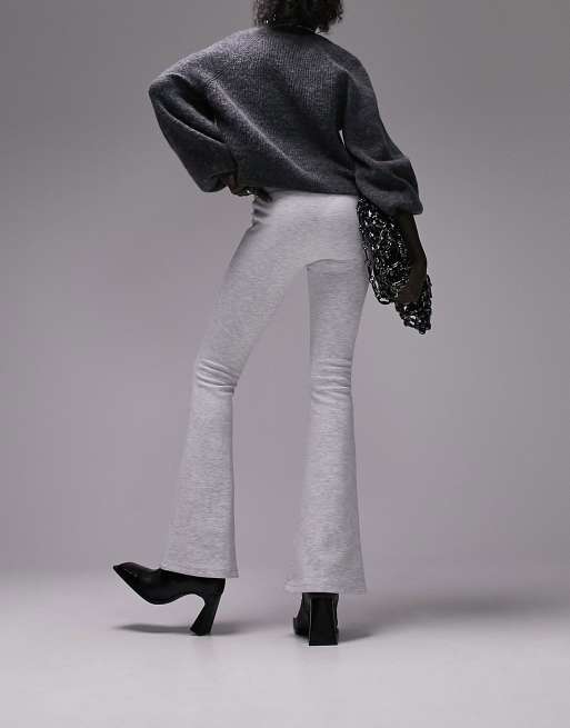 Topshop Petite premium clean jersey flares in grey, 4 of 4