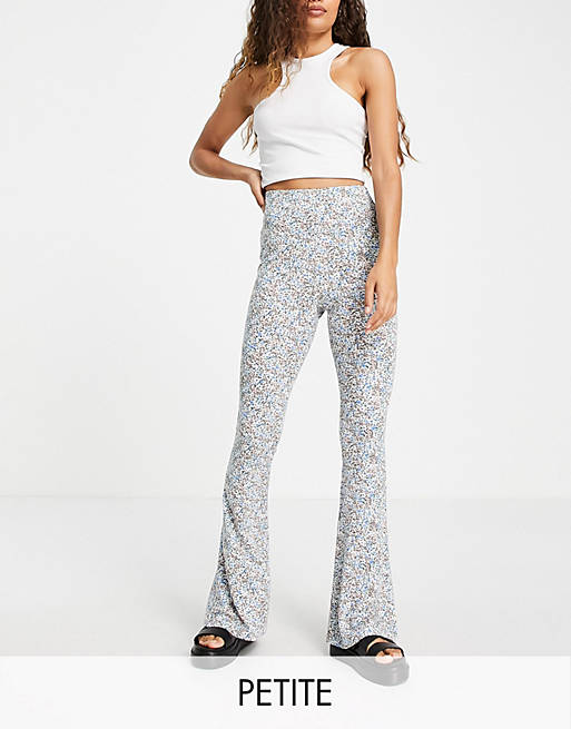 Topshop Petite pretty floral printed jersey flared trouser