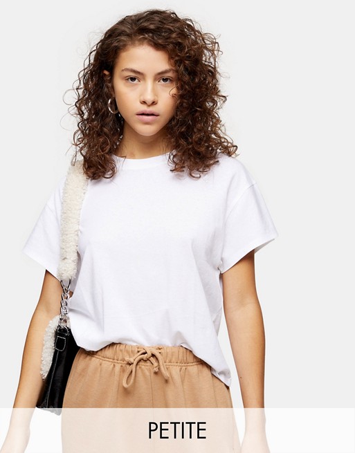 Topshop Petite relaxed tee in white