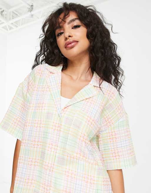 Topshop Petite – Resort – Mehrfarbiges, leichtes Oversize-Karohemd, 3 von 4