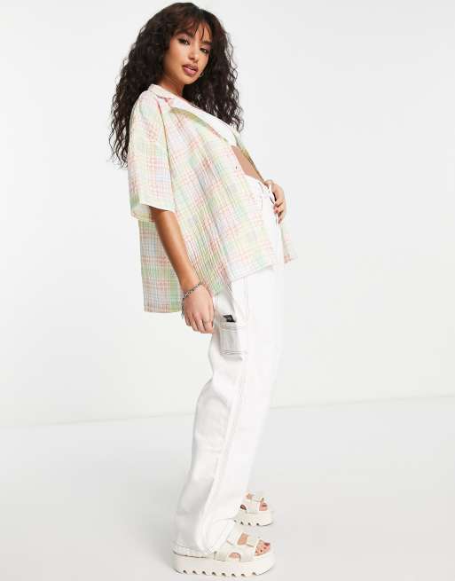 Topshop Petite – Resort – Mehrfarbiges, leichtes Oversize-Karohemd, 4 von 4