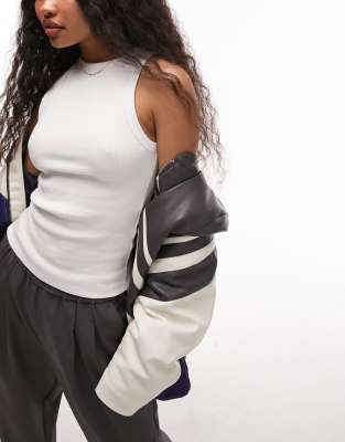 Topshop Petite Topshop petite rib slim vest in white