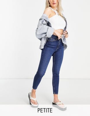 Topshop Petite Jamie Frayed Hem Skinny Jeans In Blue-blues In Blues