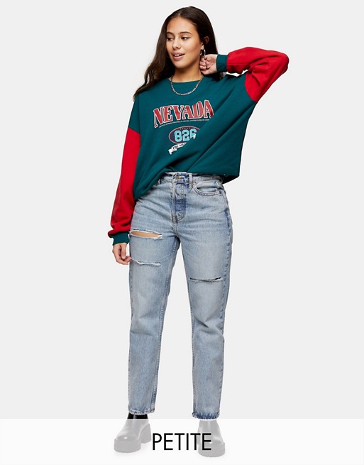 Topshop Petite Dad jeans with rips in bleach