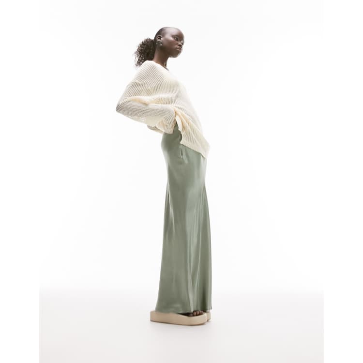 topshop green maxi skirt