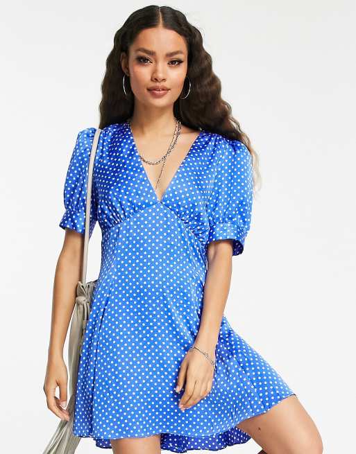 Topshop blue store polka dot dress