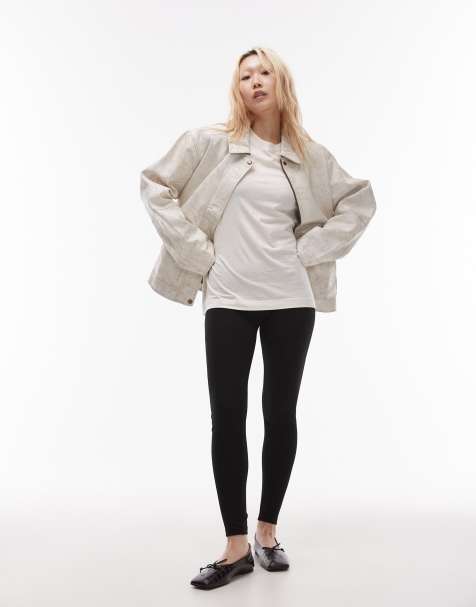 Topshop Petite – Schwere Leggings in Schwarz mit langem Schnitt - view 1