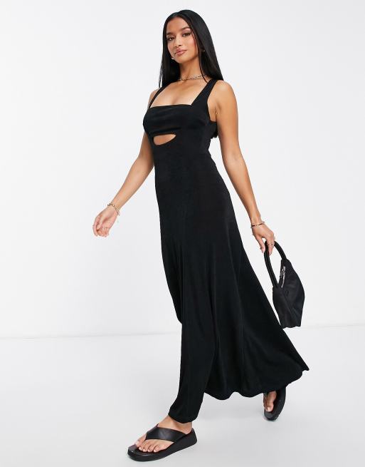 service tidligere reparere Topshop Petite seamed slinky cut out bralette midi dress in black | ASOS