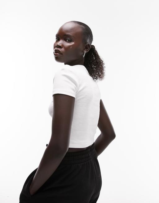 Topshop Petite shrunken everyday tee in white , 3 of 4