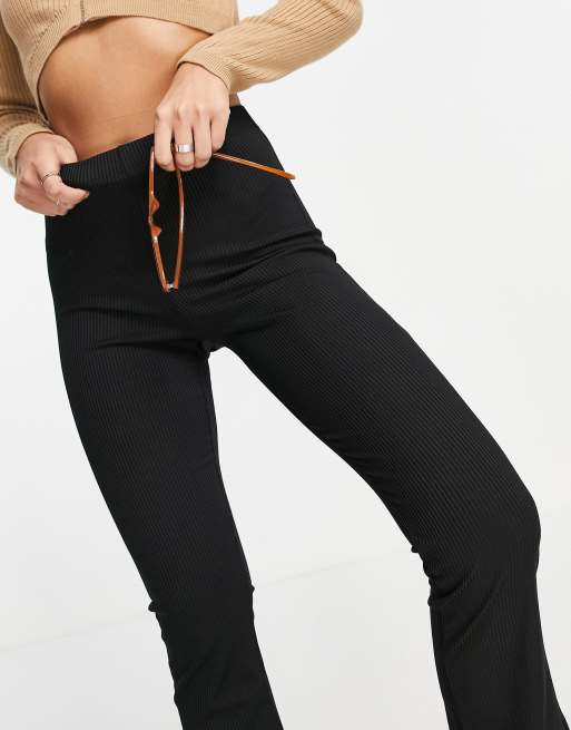 Black ribbed trousers sales topshop