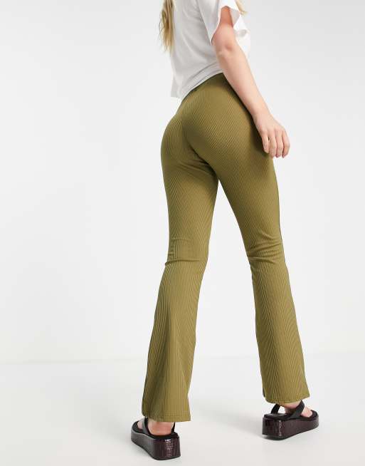 Rib flared trousers