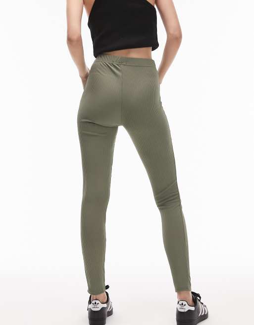 Petite Basic High Waisted Rib Leggings