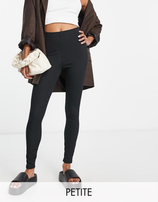 Topshop Petite skinny ribbed leggings in black