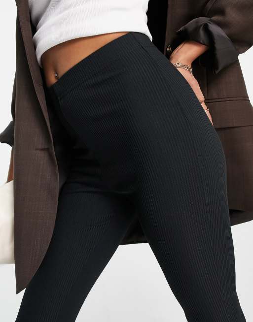 Topshop Petite skinny ribbed leggings in black