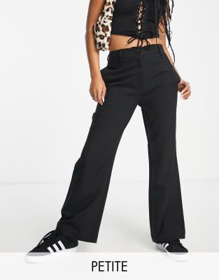 Petite Slouch Straight Pants In Black ModeSens