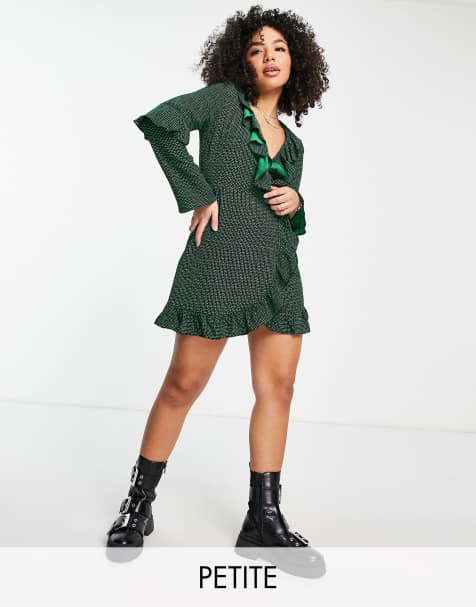 Topshop Petite small spot and star jacquard mini wrap dress - view 1