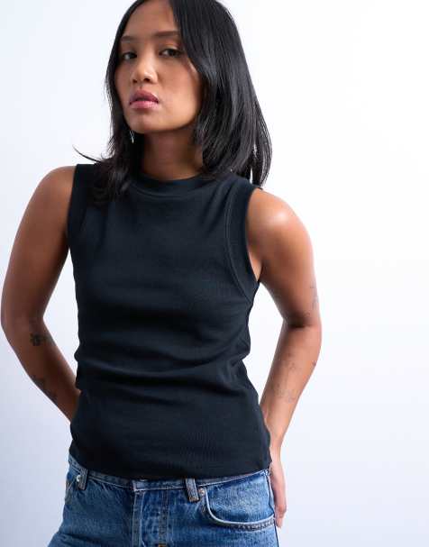 Topshop Petite - Smalle tanktop in zwart - view 1