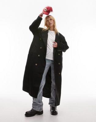 Topshop Petite smart oversized coat in black  - ASOS Price Checker