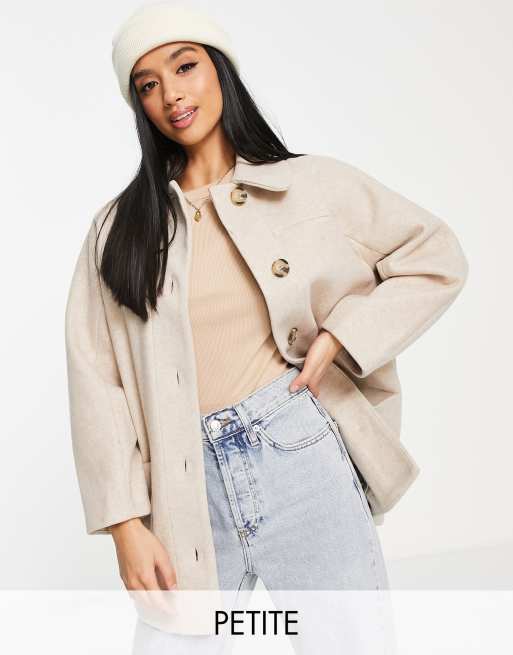 Topshop Petite smart shacket in oatmeal | ASOS