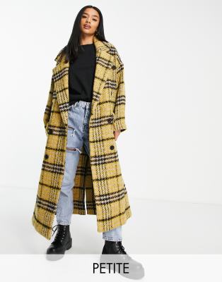 Topshop Petite smart yellow checked coat