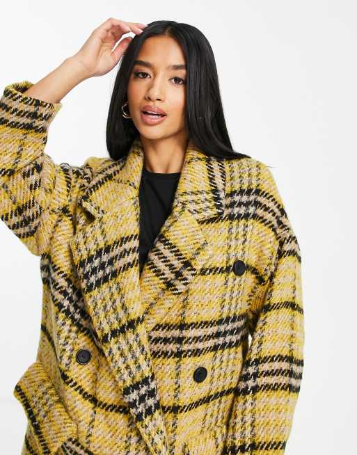 Topshop Petite smart yellow checked coat