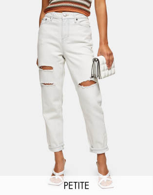 topshop petite mom jeans in bleach wash