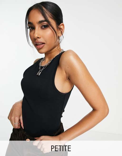 Topshop Petite - Sort bodystocking med racerhals
