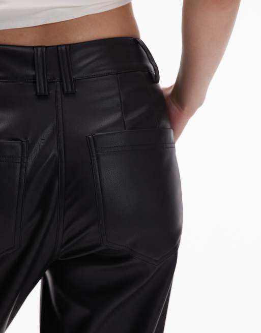 Topshop Petite - Sorte peg-bukser i imiteret læder, 5 af 5