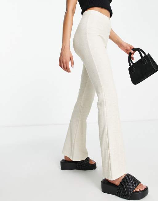 Stone Tie Side Ribbed Flare Pants