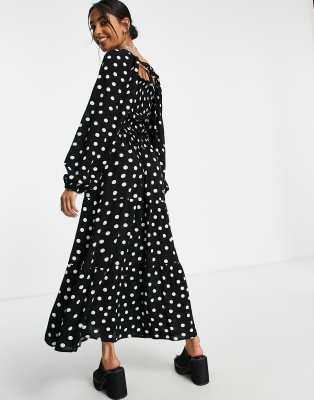 Austin polka dot print hot sale angel sleeve midi dress