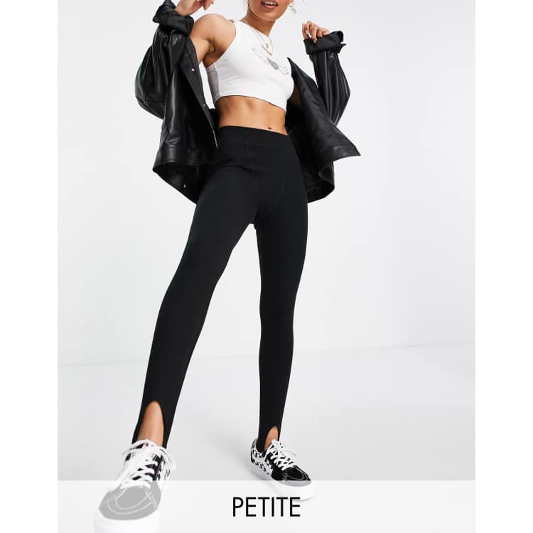 Topshop Petite stirrup leggings in black | ASOS