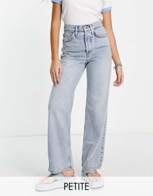 Topshop petite straight Kort jeans in bleach 