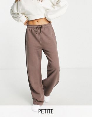 Topshop Petite straight leg jogger in cool chocolate