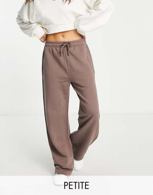 Topshop Petite straight leg jogger in cool chocolate ASOS