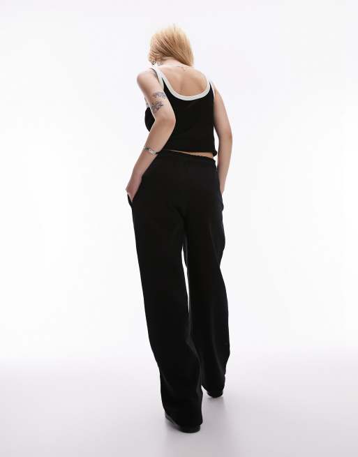 Topshop Petite straight leg trackies in black , 4 of 5