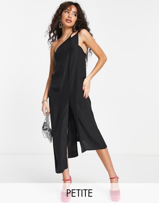 Topshop Petite strappy slip dress in black | ASOS