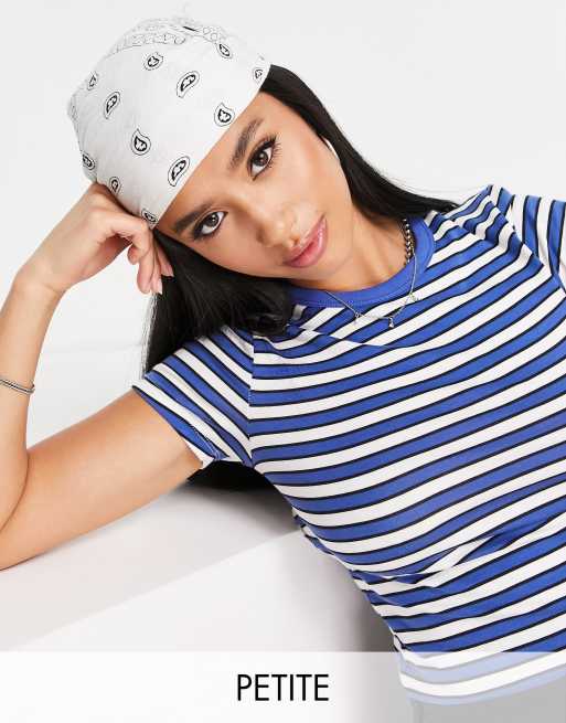 Topshop Petite stripe baby tee in blue